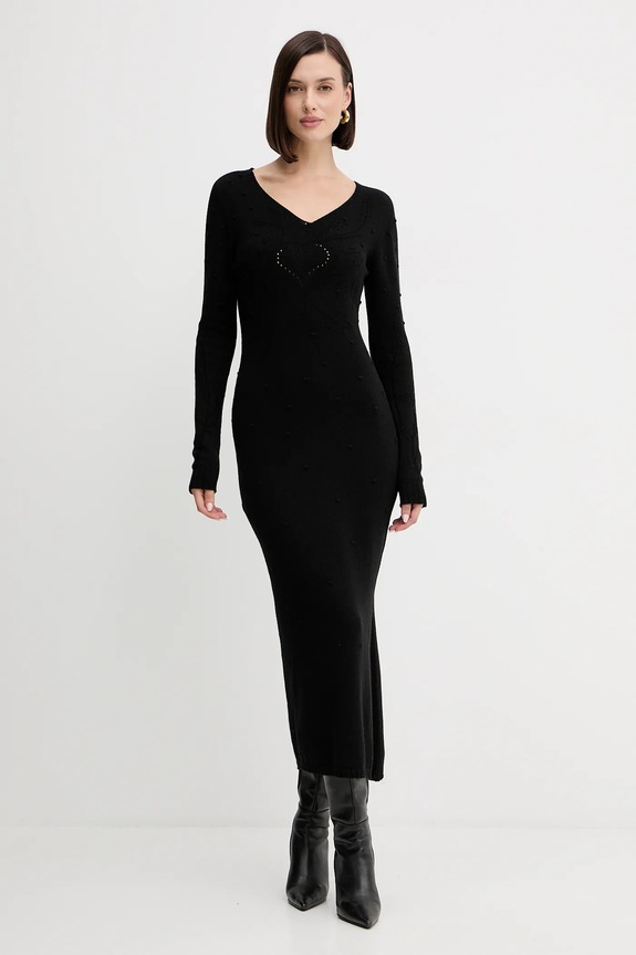Twinset gyapjú ruha hosszú fekete 252TP3330