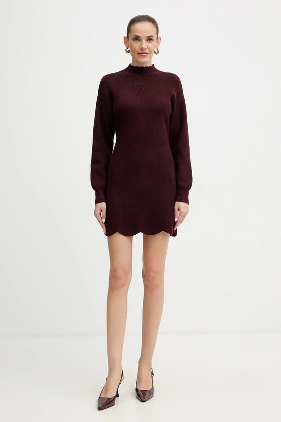 Φόρεμα με προσθήκη μαλλιού Twinset 252TT3216 μπορντό AW25