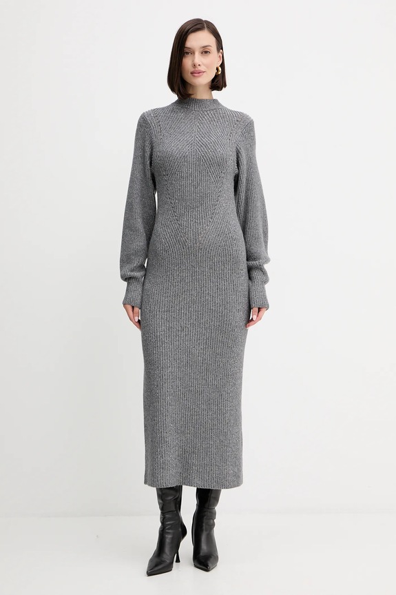 Twinset gyapjú ruha hosszú szürke 252TT3460