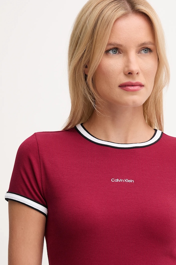 Φόρεμα Calvin Klein Jeans μπορντό LV047D202G
