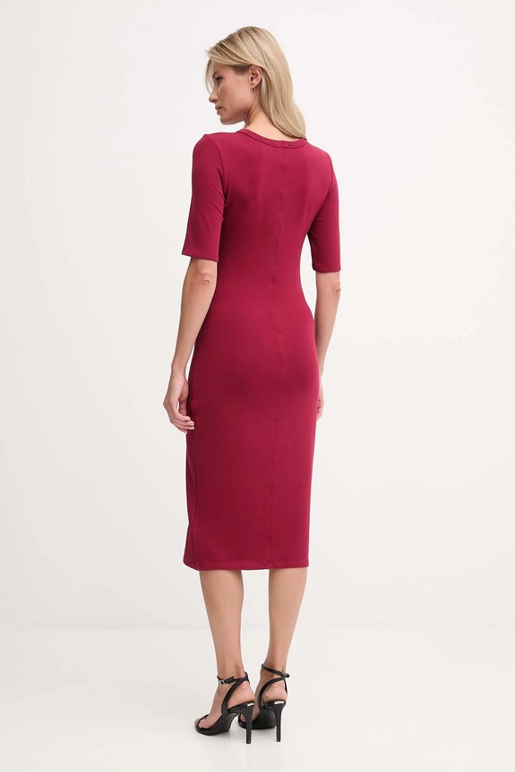 Ρούχα Calvin Klein Jeans φόρεμα βαμβάκι με ελαστάν LV047D217G μπορντό