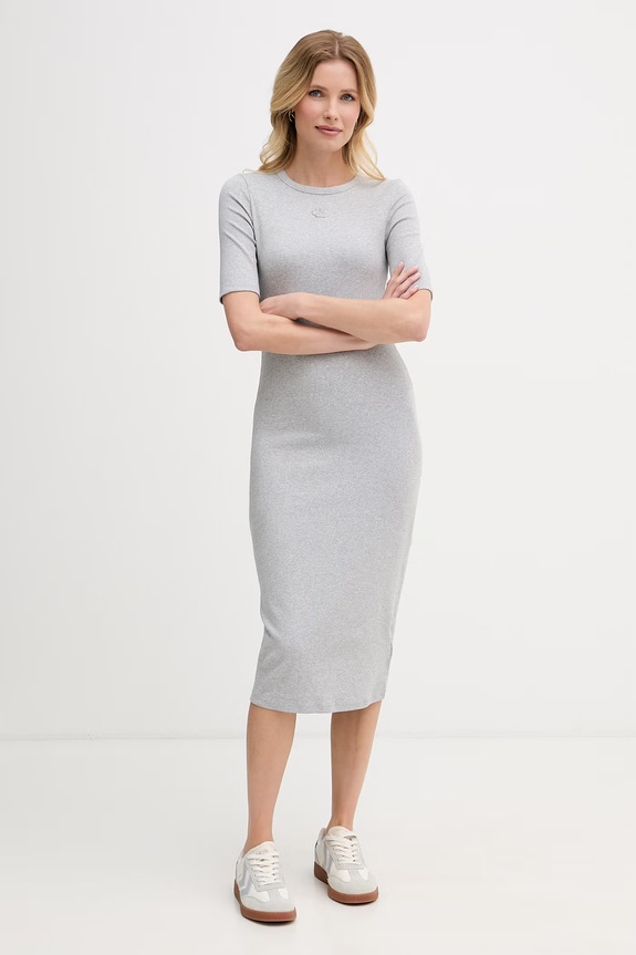 Calvin Klein Jeans vestito in cotone con elastan grigio LV047D217G