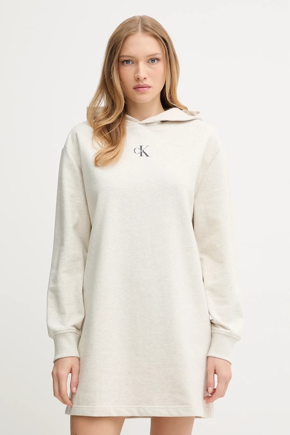 Calvin Klein Jeans sukienka bawełniana casual szary LV047D229G