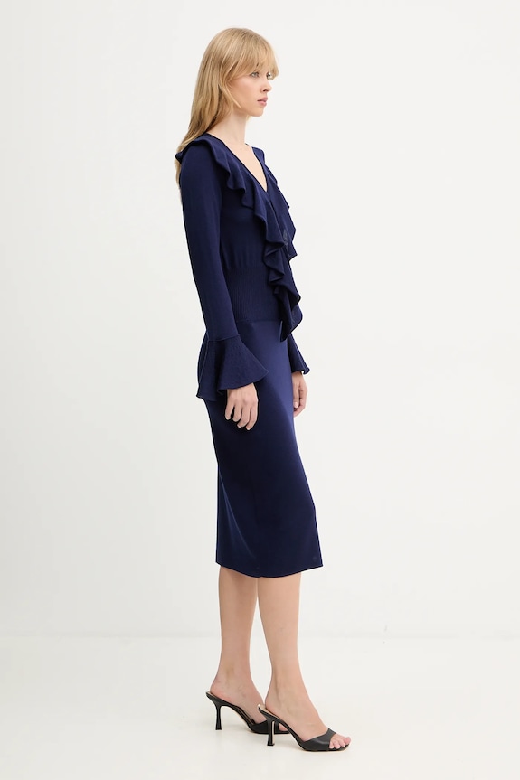 Volnena obleka Luisa Spagnoli 100110 mornarsko modra AW25