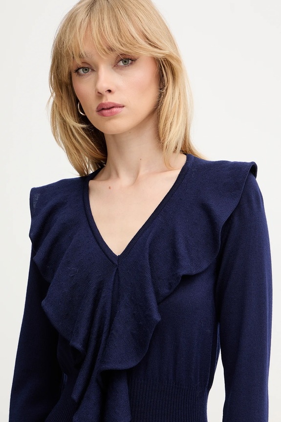 Volnena obleka Luisa Spagnoli 100110 mornarsko modra