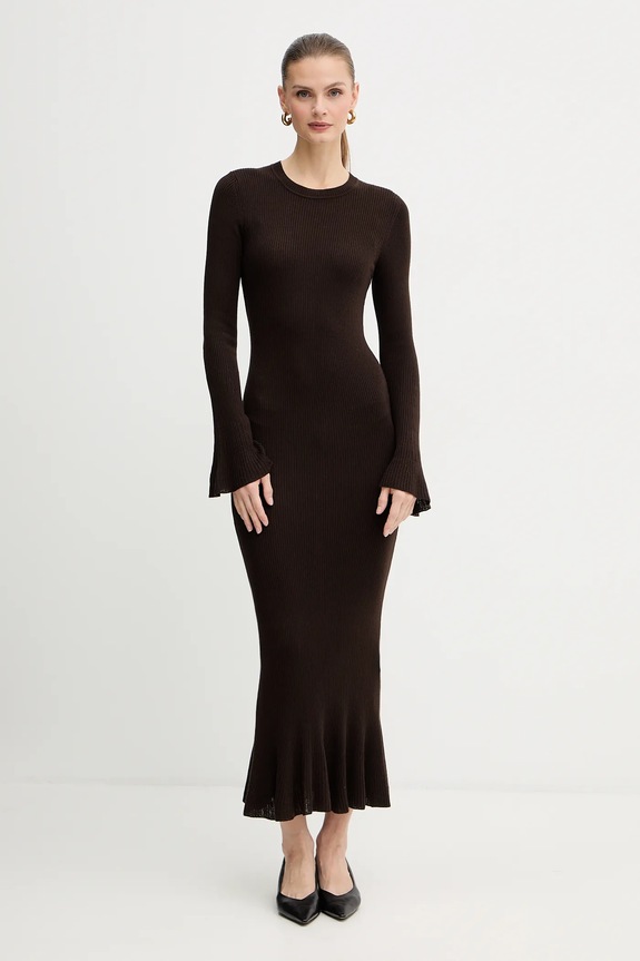 Ρούχα Μάλλινο φόρεμα Luisa Spagnoli 100225 καφέ