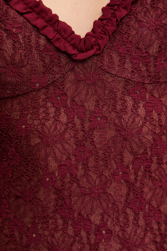 Šaty Bardot 59964DB burgundské