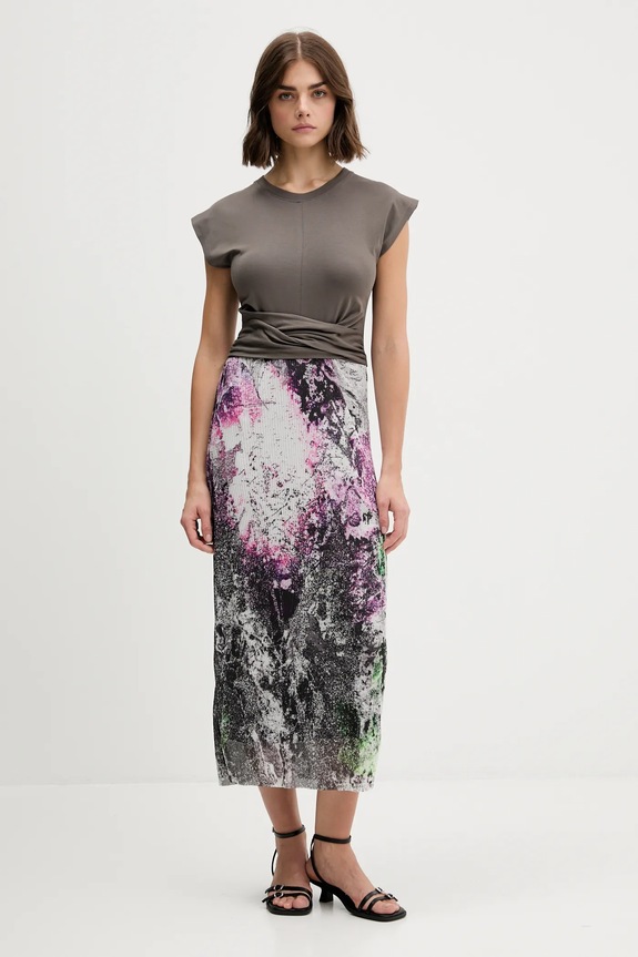 Šaty Desigual WALLS LACROIX s elastanom sivá 25WWVK05