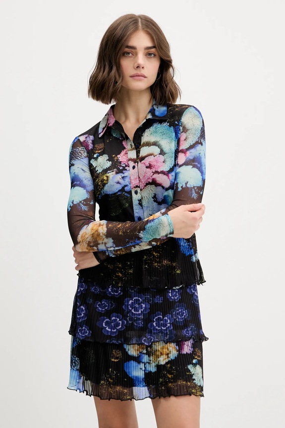Šaty Desigual CORAL LACROIX s elastanom čierna 25WWVK10