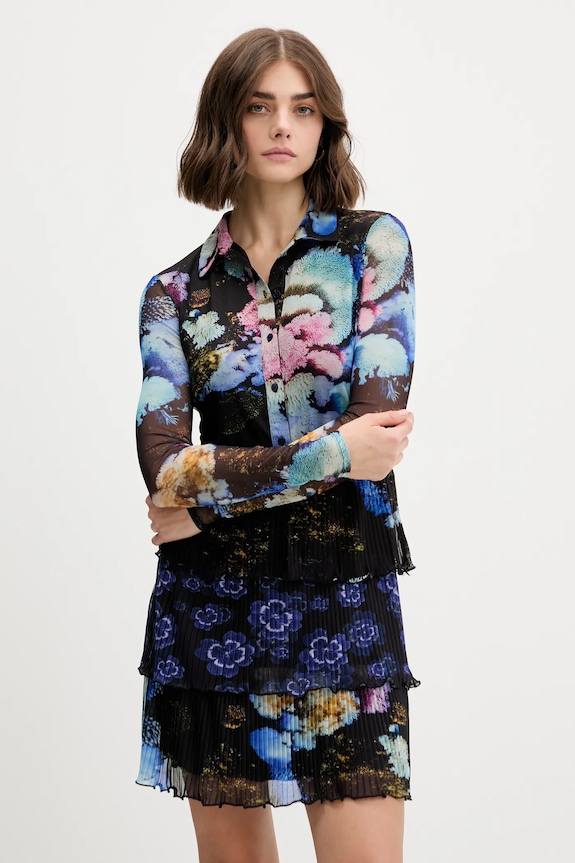 Šaty Desigual CORAL LACROIX s elastanom čierna 25WWVK10