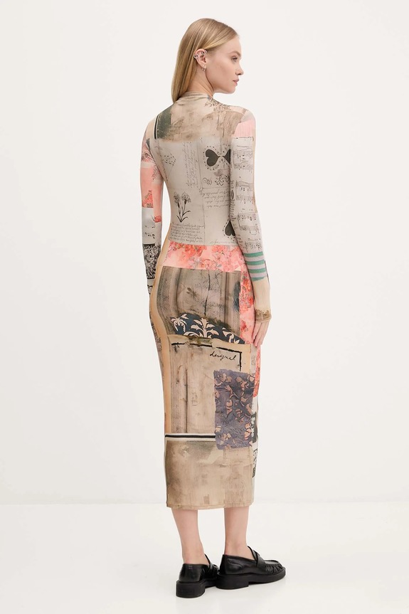 Odzież Desigual sukienka LYRA 25WWVK30 beżowy