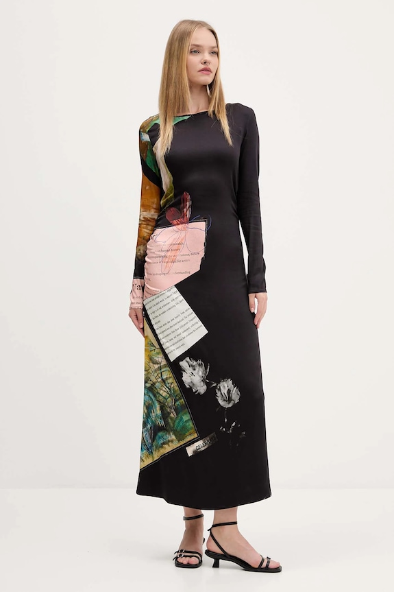 Šaty Desigual PATCH FIONA s elastanom čierna 25WWVW08