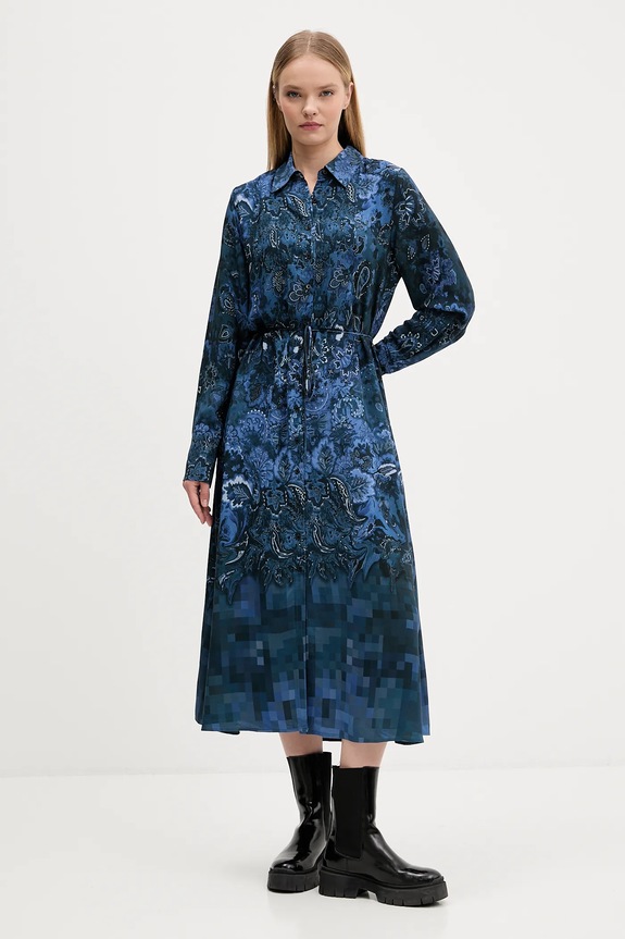 Desigual vestito CAMISEROLICUAD midi blu 25WWVW23