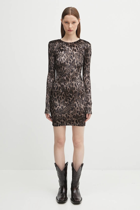 Платье из велюра Fiorucci Banimalier Print Velour Padded Mini W02FPDMN011VR01BR01