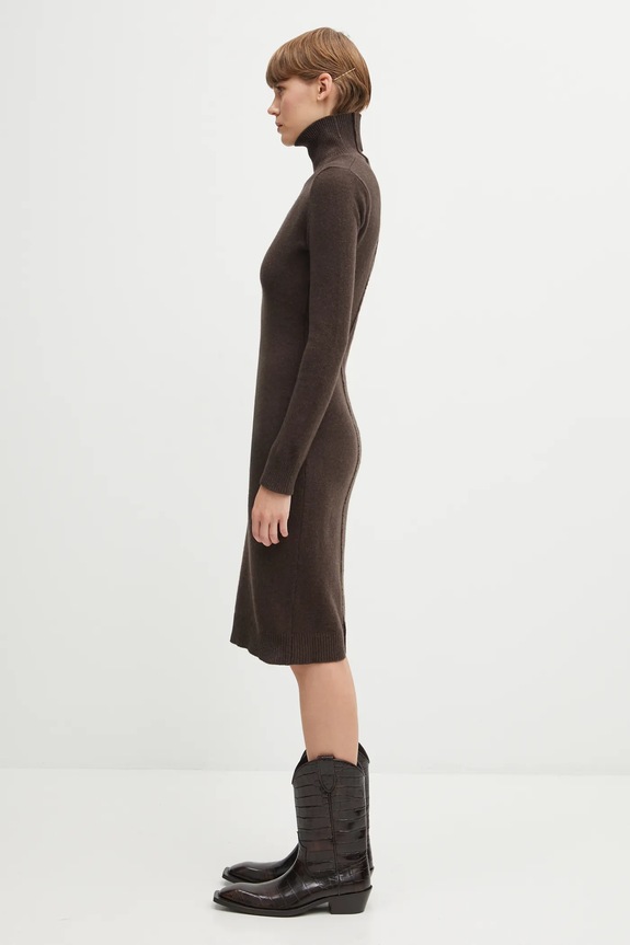 MM6 Maison Margiela rochie cu lână S62DD0054.M13187.144 maro AW25