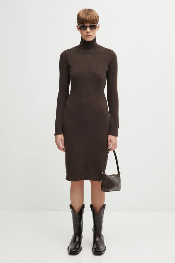 MM6 Maison Margiela rochie cu lână S62DD0054.M13187.144 maro