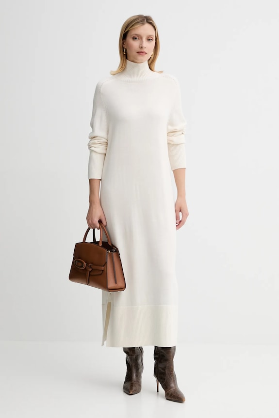 BOSS Orange rochie din lână C_Fagliatelle 50548961 bej AW25