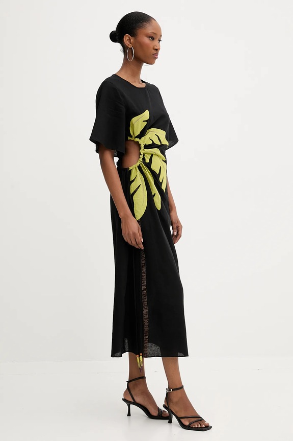 Lanena haljina Never Fully Dressed NFDDR2038 crna AW25