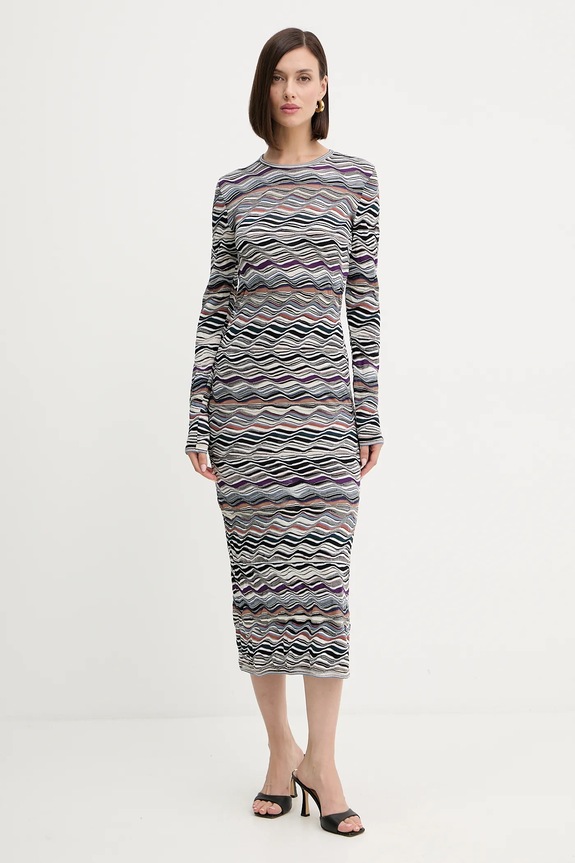 Missoni rochie din lână maxi gri DS25WG01.BK01C0