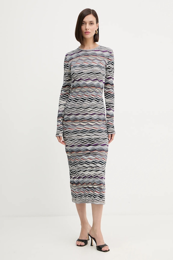 Missoni rochie din lână maxi gri DS25WG01.BK01C0