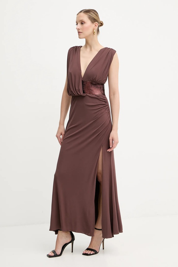 Herve Leger sukienka Lucille szpic brązowy SEJ8524861