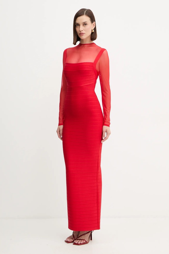 Φόρεμα Herve Leger Ella μακρύ κόκκινο HLT8525928