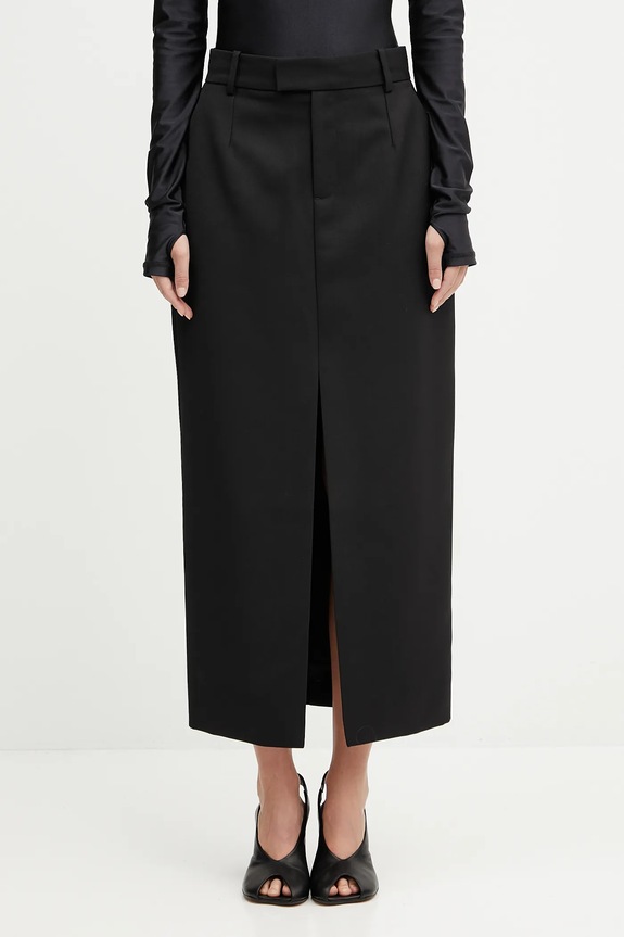 Anine Bing wool blend skirt meredith fabric black A.04.11047