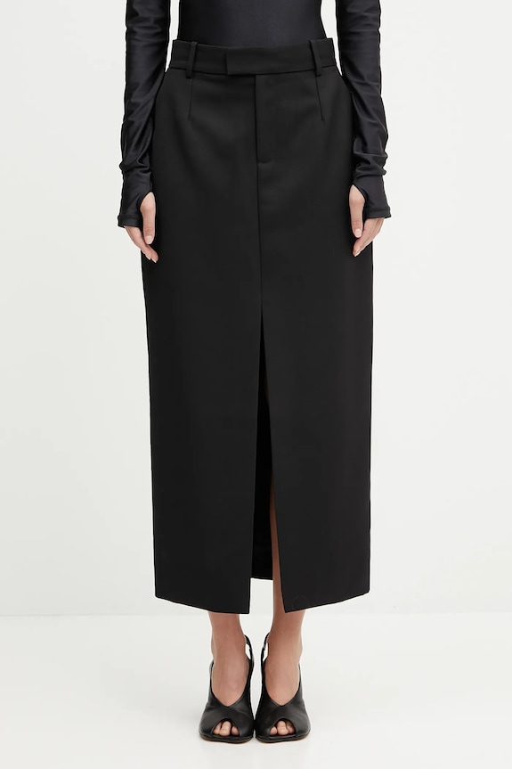 Anine Bing wool blend skirt meredith fabric black A.04.11047