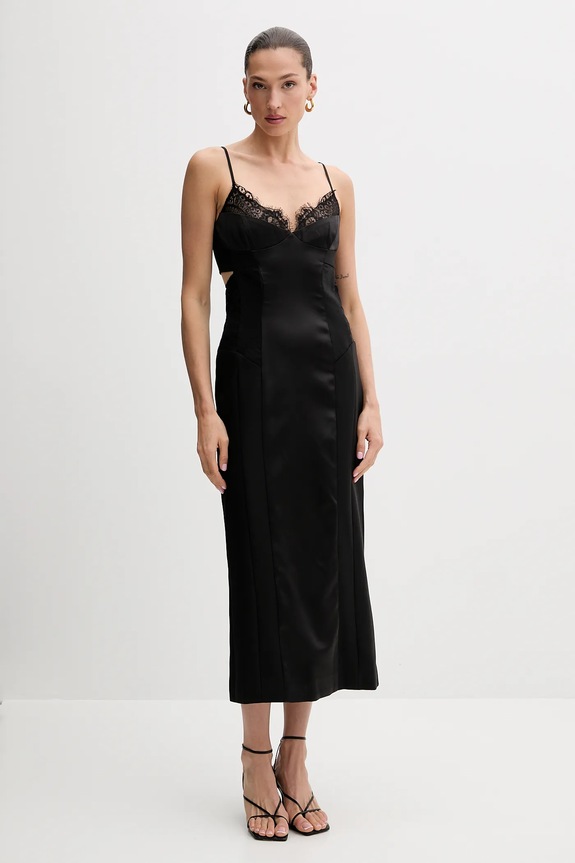 Bardot rochie midi negru 60025DB