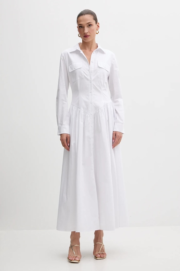 Bardot rochie din bumbac fixat alb 60066DB