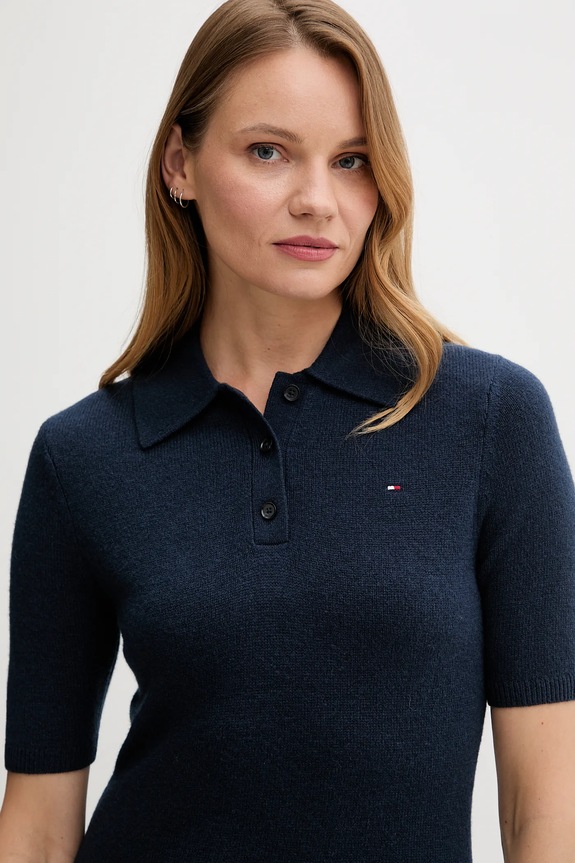 Tommy Hilfiger gyapjú ruha sötétkék WW0WW46436