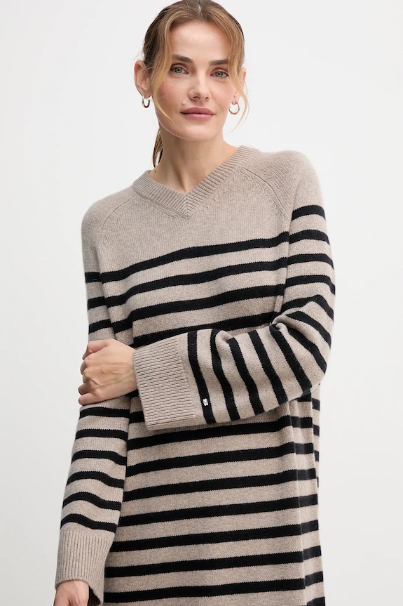 Vlnené šaty Tommy Hilfiger béžová WW0WW46761