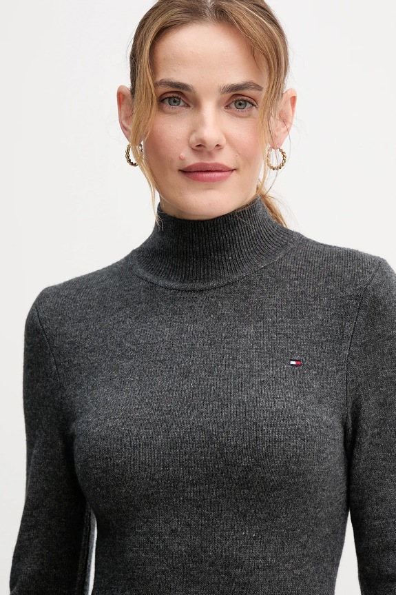 Vlnené šaty Tommy Hilfiger WW0WW47303 sivá