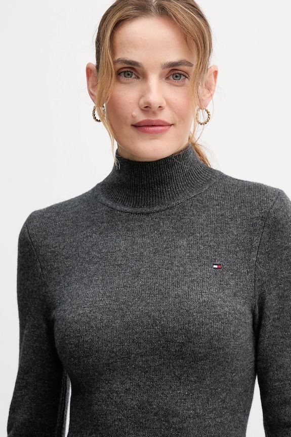 Vlnené šaty Tommy Hilfiger WW0WW47303 sivá