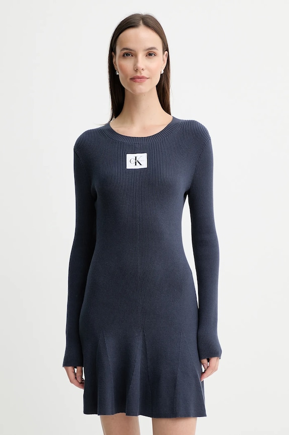 Haljina Calvin Klein Jeans pletivo mornarsko plava LV047D307G