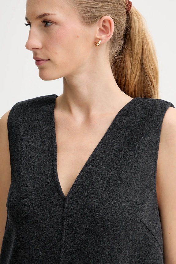 Calvin Klein sukienka z dodatkiem wełny szary LV044D017G