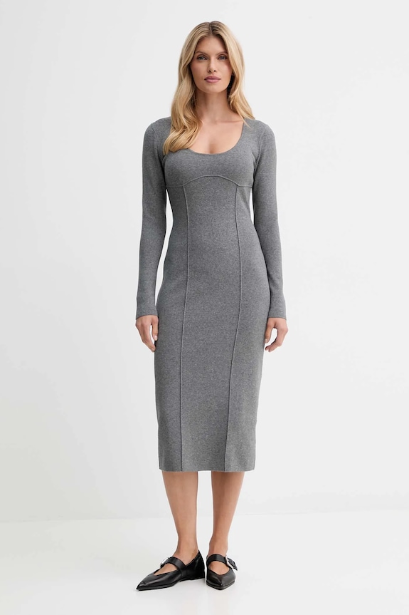 Šaty Calvin Klein pletenina sivá LV044D366G