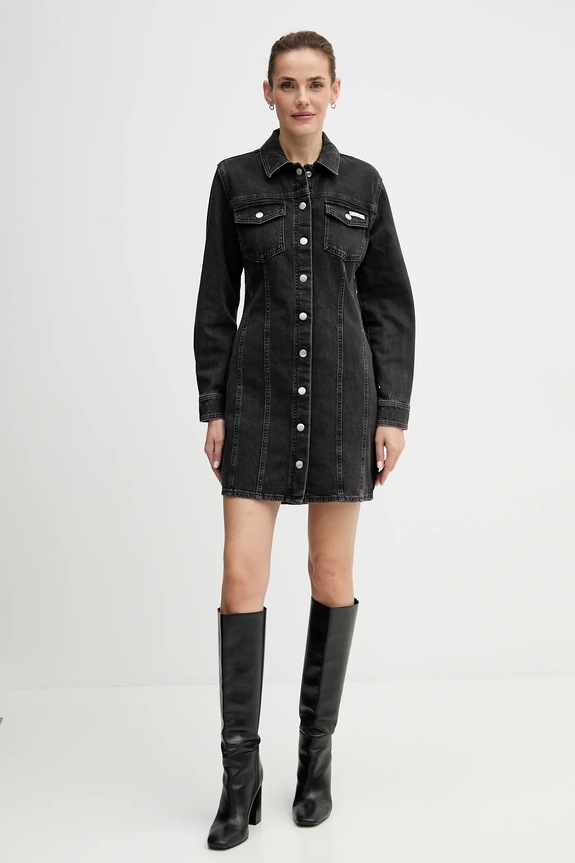 Φόρεμα τζιν Calvin Klein Jeans LV047D775G μαύρο AW25