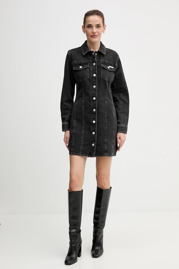 Φόρεμα τζιν Calvin Klein Jeans LV047D775G μαύρο AW25