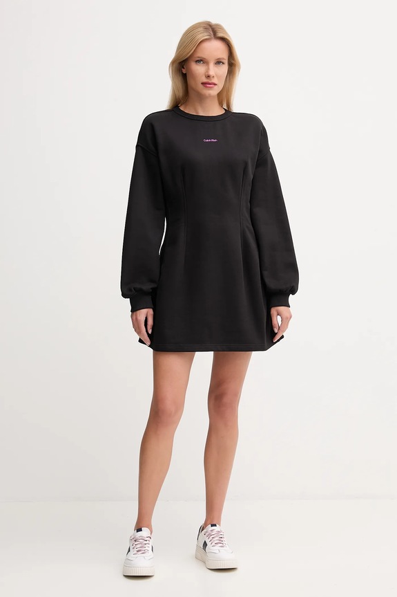 Βαμβακερό φόρεμα Calvin Klein Jeans LV047D227G μαύρο AW25