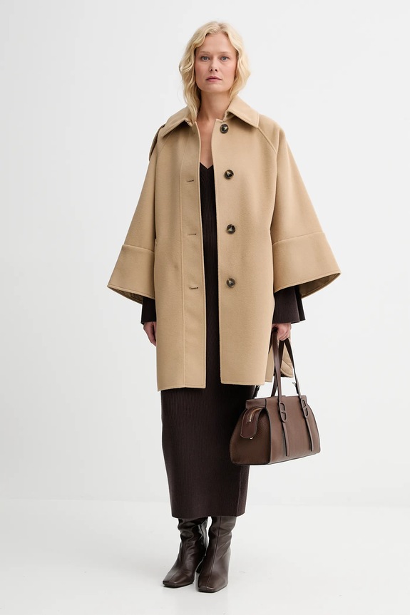 Haljina s primjesom vune MICHAEL Michael Kors MF5835G4VR smeđa AW25