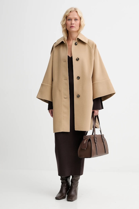 Haljina s primjesom vune MICHAEL Michael Kors MF5835G4VR smeđa AW25