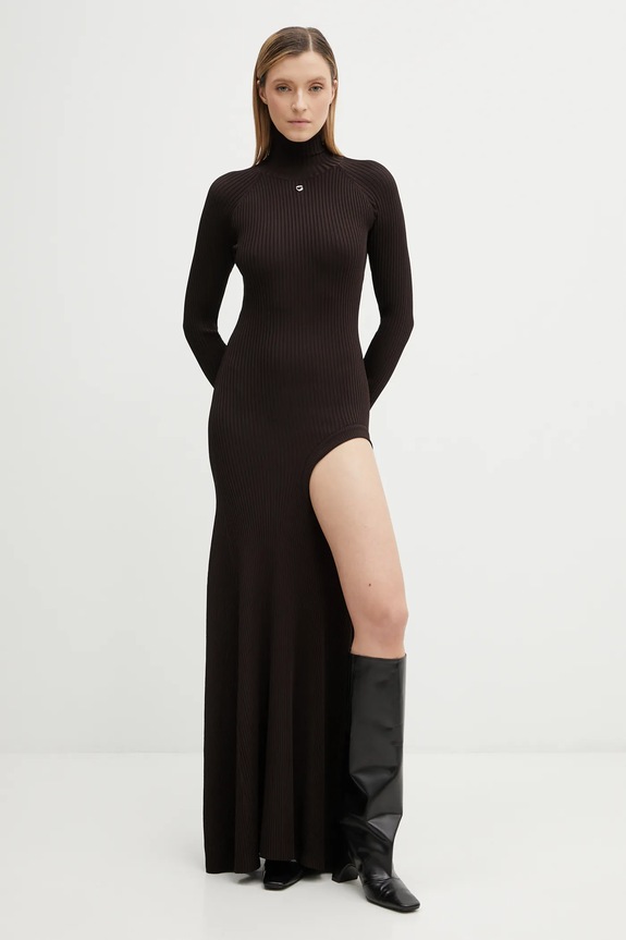 Coperni ruha Leg Cut-Out Rib Gown hosszú barna COPML155Y3011