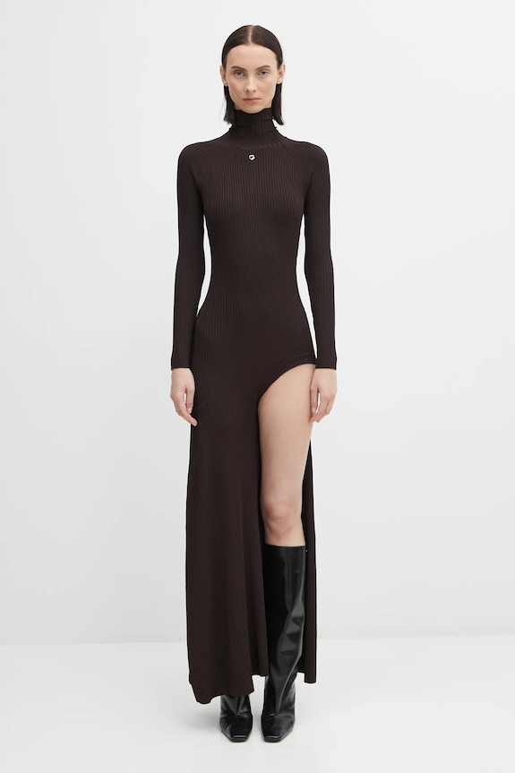 Coperni rochie Leg Cut-Out Rib Gown casual maro COPML155Y3011