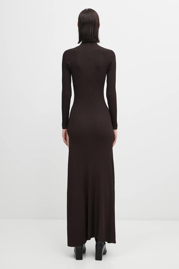 Îmbrăcăminte Coperni rochie Leg Cut-Out Rib Gown COPML155Y3011 maro