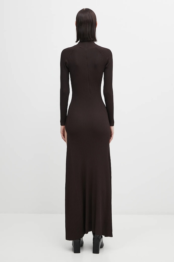 Îmbrăcăminte Coperni rochie Leg Cut-Out Rib Gown COPML155Y3011 maro