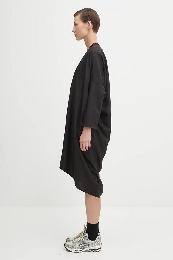 Hodvábne šaty Visvim ruana dress l/s 325105017004 čierna AW25