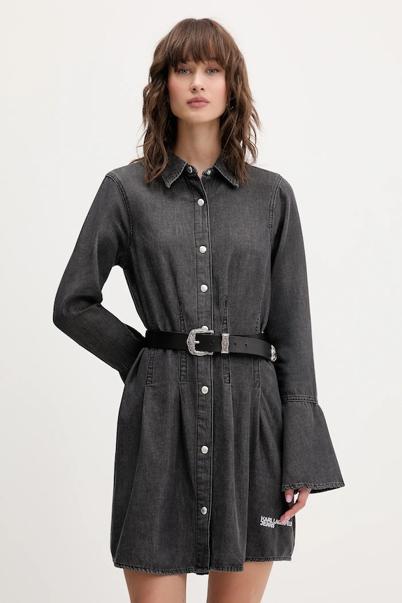 Karl Lagerfeld Jeans rochie jeans fixat gri A4W13003
