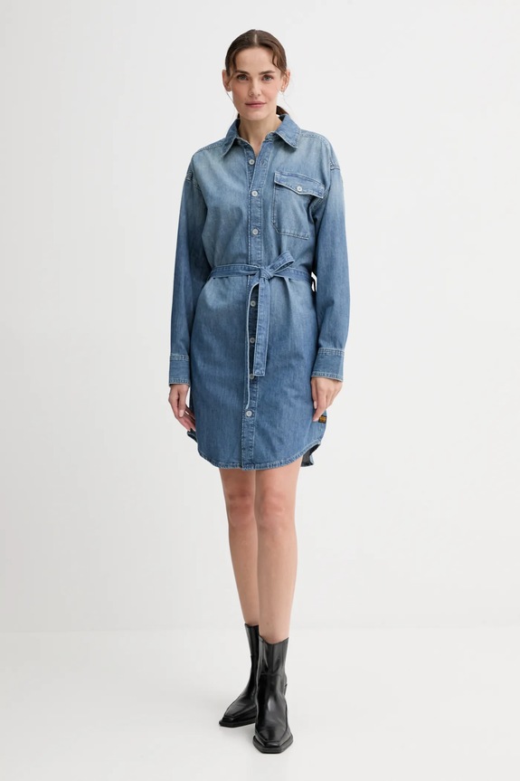 Rifľové šaty G-Star Belted D26814.D539 modrá AW25