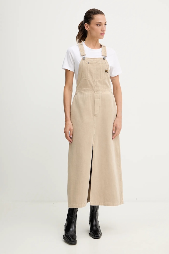 Rifľové šaty G-Star Dungaree bavlna béžová D26965.E078